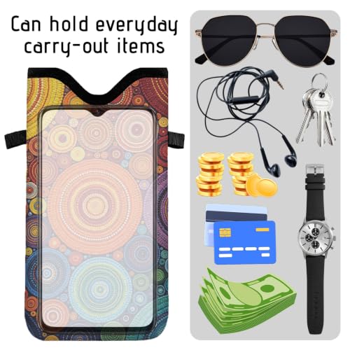GLOBLELAND Pattern Cell Phone Sleeve Pouch Case Bag with Crossbody Strap Neck Lanyard for Women Men - color: Artistic Circle