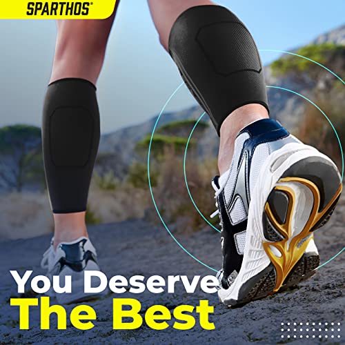 Sparthos Calf Compression Sleeves, Shin Splint Relief Men, Women - Black-M - color: Midnight Black
