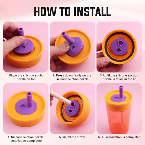 Silicone Bite Valve & Straws Parts for Owala Kids 12/15oz Bottle - color: Yellow