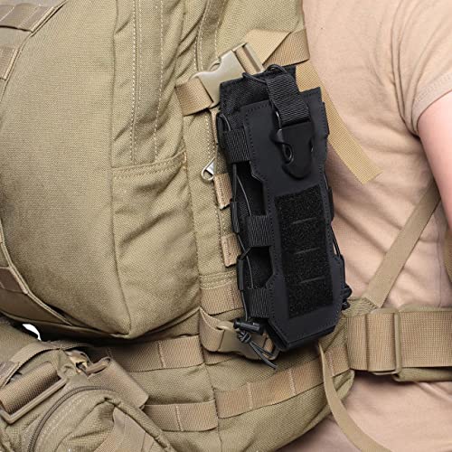 Tactical Molle Water Bottle Pouch & Adjustable Radio Holster Pouch Holder - color: Tan