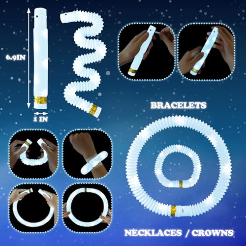 12-24 PCS White Glow Sticks Halloween Party Favors Toys for Kids Adults - style: White