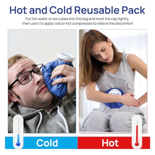 Pledulab Ice Bag for Injuries, 3 Pack (6"/9"/11") Reusable Hot & Cold Therapy Pack, No-Leak Screw Cap for Sports Injuries, Pain Relief, Swelling, Headaches - size: 6, 9, 11 Inch Set