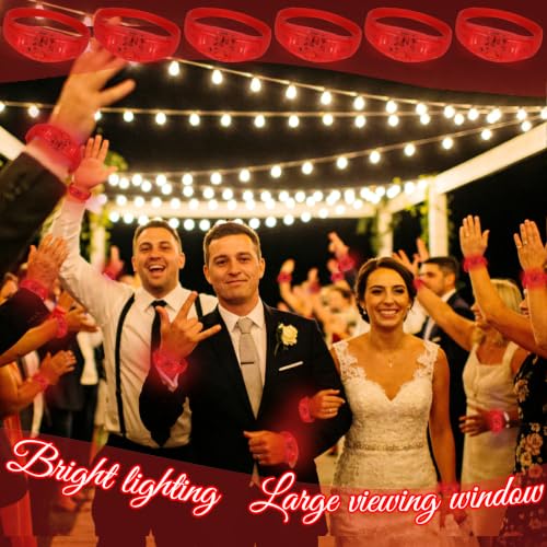 150 Pcs LED Glow Bracelets Sound Activated Light Up Bracelets for Adults Glow in the Dark Party Supplies Birthday Party Favors for Christmas, Halloween, Rave, New Year, Concert - color: Red