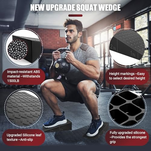 Squat Wedge Block, 1500 LBS Capacity, Non-Slip Heel Elevated Squat Wedge