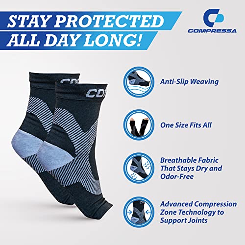 Compressa Compression Socks for Women & Men - Ankle Compression Sleeve with Premium Non-Slip Support Joint Pain, Muscle Recovery, Arthritis Relief, Injury Recovery, & More (1 Pair - Open Toe)