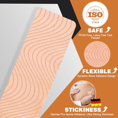 (2in X 131ft) TEAWO Kinesiology Tape Bulk Roll, Waterproof Hypoallergenic Latex-Free Sports Tape, Muscle & Joint Support for Athletes, Free Cut with Bonus Specialized Scissors (Beige) - color: Beige, size: 2in X 131ft