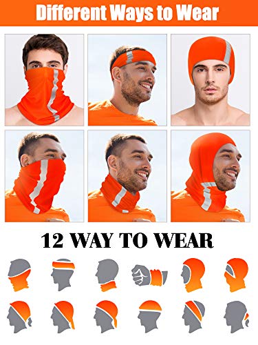 SATINIOR 8 Pack Reflective Neck Gaiters UV Protection Cooling Face Masks - color: Fluorescent Yellow, Orange