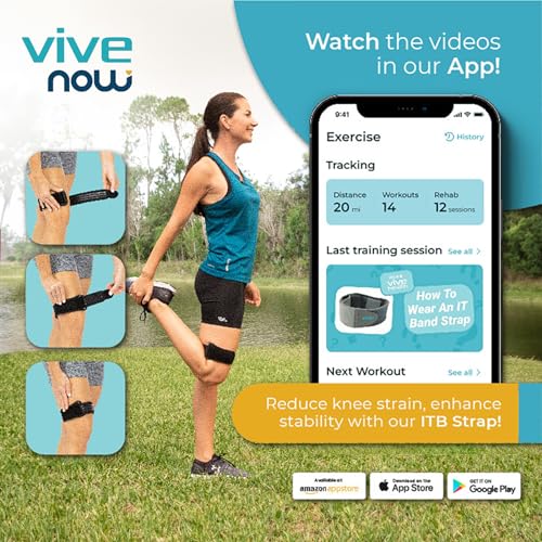 Vive IT Band Strap Iliotibial Band Compression Wrap - Outside of Knee Pain (Black, 1 Count (Pack of 1)) - style: Single