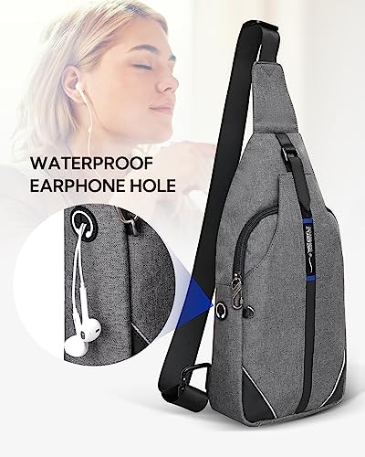 WATERFLY Medium Crossbody Sling Backpack Anti Theft Backpack for Traveling Chest Shoulder Bag - color: Grey(medium)