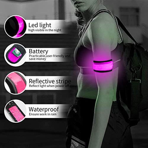 LOBKIN Safety Bracelets, LED Slap Armband Kids Walking at Night Safe LED Wrist Light Reflective Belt, Magic Band Running Lights - color: Red Yellow Green