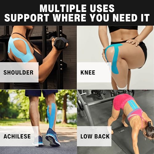 Kinesiology Tape for Shoulder | Waterproof, Sticks 7 Days, Precut Synthetic Material | K Tape for Shoulder Pain Relief & Support - Knees, Lower Back Pain, & Achilese (10 PCS | Nude) - color: Nude