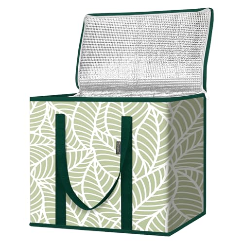 BALEINE Insulated Reusable Grocery Bags with Zippered Top, Large Cooler Bag - color: Antique Foliage, size: 1 Pack