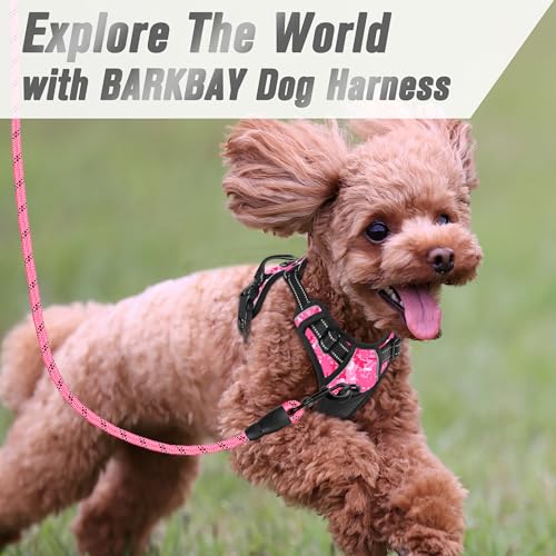 BARKBAY Dog Harness No Pull for Small Sized Dog Front Back Clips,Dog Vest - color: Pink Camo, size: X-Small(Chest:15.5-19.5”)