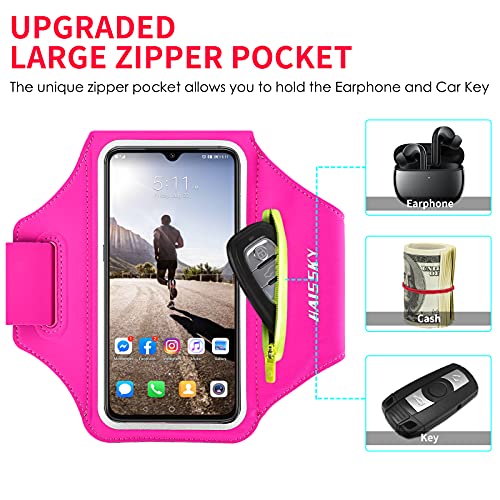 Running Armband with Earphone Pouch Fits Phones up to 6.9" - color: Rose (Up to 6.9''), size: Medium