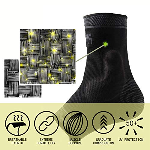Adjustable Foot Socks, Ankle Brace Compression Support Sleeve with Silicone Gel, Arch Support - Boosts Recovery from Joint Pain, Sprain, Plantar Fasciitis (Black-Medium) - size: M