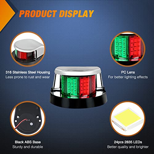Nilight Marine Boat Navigation Light 24LED Red Green Signals Bow Lights - color: 24LED Navigation Light-1Pc