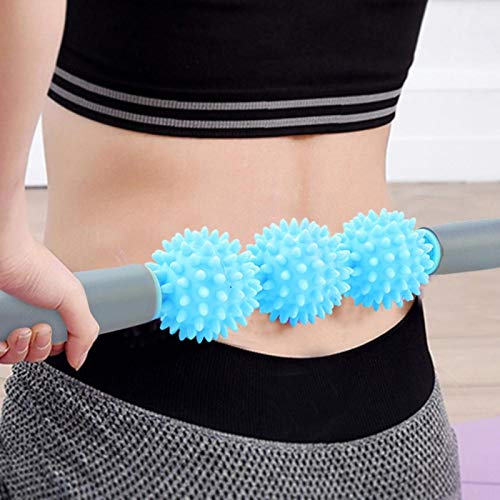 Muscle Roller Stick - Cellulite Spiky Ball Massage Stick for Back, Arms, Shoulder, Leg (Blue) - color: Blue