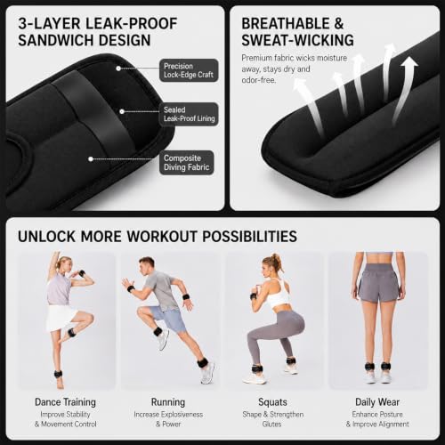 Ankle Wrist Weights for Women&Men1Lb/2Lb-of 2 Small Size-Arm Leg Weight Set - color: Black, size: 2lb x2