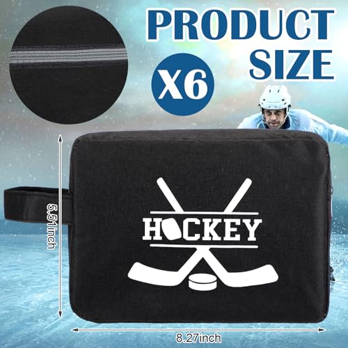 6 Pcs Hockey Tape Accessory Bag - Large Capacity Organizer with Double Zipper for Tape Wax Scissors Repair Kit Storage Office Hockey Supplies