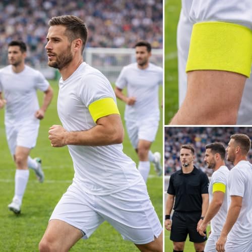 Captain Armband Nylon Outdoor Team Sports Armband Soccer Armbands Adjustable Player Bands for Adult Youth(Yellow) - color: Yellow