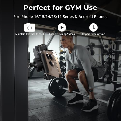 SMALLRIG Magnetic Phone Holder for Gym, Alloy Base with 360° Ball Head, Universal Phone Clamp Mount Suitable for iPhone 17/16/15/14/13/12 Series & Android Phones, Attach to Metal Surfaces-5582 - style: Phone Clip Connection
