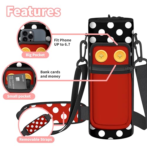 Water Bottle Holder with Strap, 18-32oz Water Bottle Carrier Sling Bag - color: Button
