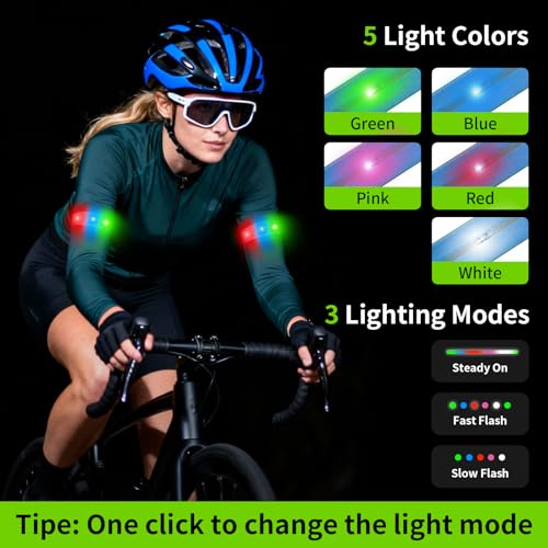 Taximi LED Armband for Running, High Visibility Reflective Running Lights for Runners, USB Rechargeable Light Up Arm Bands for Men Women Kids Night Cycling Walking Jogging - color: Blue