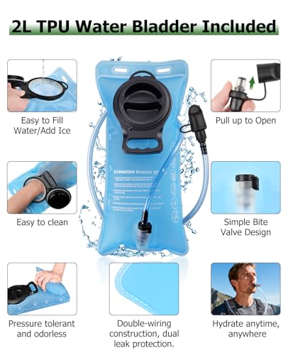 NOOLA Running Vest with 2L Water Bladder Hydration Backpack for Men Women - size: Small