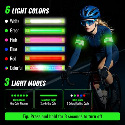 Rechargeable LED Armband 2-Pack, Running Lights for Runners