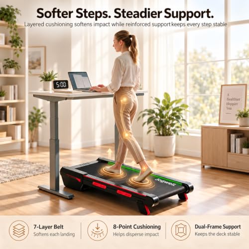 Jogwell Walking Pad with 15% Auto Incline, Full-Deck Design - color: Grey