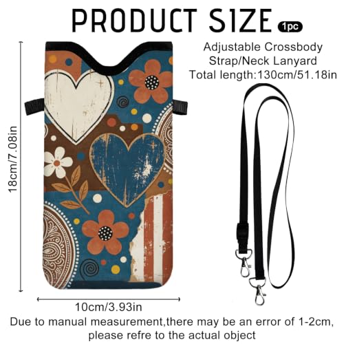 GLOBLELAND Pattern Cell Phone Sleeve Pouch Case Bag with Crossbody Strap Neck Lanyard for Women Men - color: Paisley Pattern