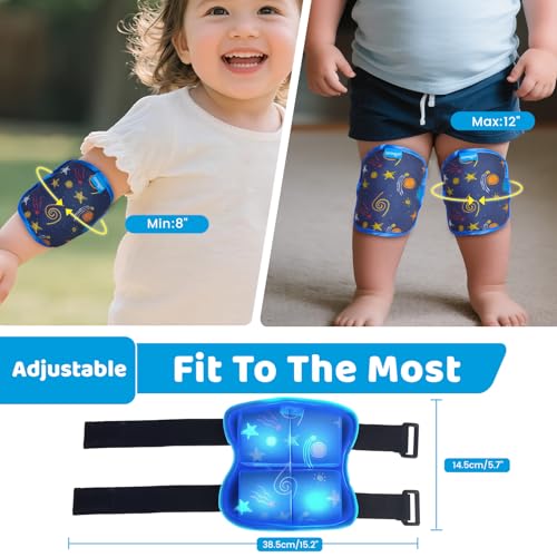NEWGO Ice Pack for Kids Injuries Pain Relief, 2 Pack Soft Children Knee Gel Cold Pack Wrap, Reusable Child Large Ice Packs with Strap for Sports Injuries, Ankle Sprain, Elbow Knee Pain Relief