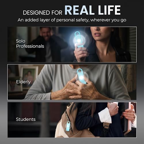 POM Personal Safety Alarm for Women – 130dB Loud Emergency Siren, USB-C Rechargeable with Bright LED Flashlight, Portable Keychain Design for Self Defense, Purse, Backpack & Travel (Aqua) - color: Aqua