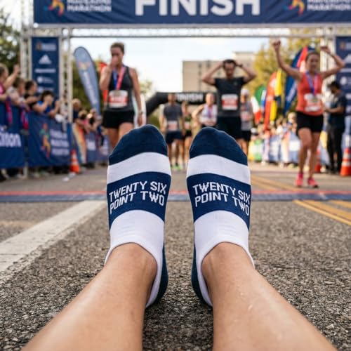 Gone For a Run Motivational Ankle Running Socks - Affirmation Runners Gifts - color: 26.2 (Navy)