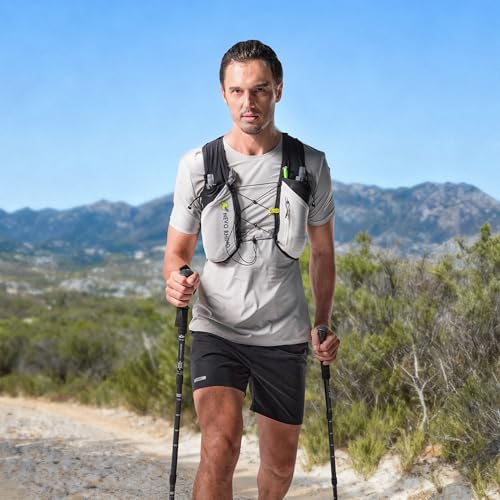 N NEVO RHINO 5L Running Vest, Water Vest Backpack with 2x500ml Soft Flasks - color: Black, size: Small