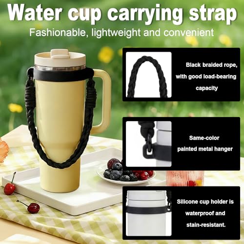ALIBBON Water Bottle Handle Strap Compatible with 8-40oz Owala Stanley HydroJug Tumbler Owala Accessories Stanley Cup Accessories - color: Black, style: Braided