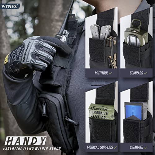 WYNEX Molle Backpack Shoulder Strap Pouches of Water Bottle Pouch Version - color: Black-2pcs-A+B