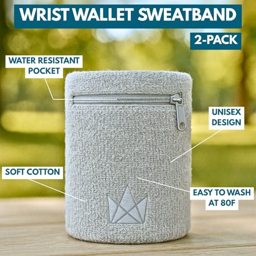 The Friendly Swede Wrist Wallets for Men & Women, Zipper Pocket, 2-Pack - color: Gray - L