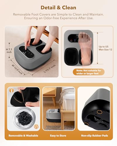 KNQZE Shiatsu Foot Massager with Heat & Compression, LCD Touch Panel, FSA - color: Gray