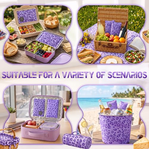VIHOSE 2 Pcs Ice Packs for Lunch Box Bag - color: Purple, style: Leopard Print