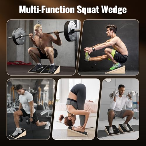 Sportneer Squat Wedge, 1200LB Wooden Heel Elevated Board for Squats - size: 20°