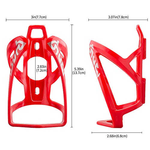 Suruid Bike Water Bottle Cage, Universal Bike Water Drink Holder, Durable Ultralight Plastic Water Bottle Holder for Bicycle, Cycling Bottle Cages for MTB, Road Bike, Mountain Bikes, 2 Pack - Red - color: Red