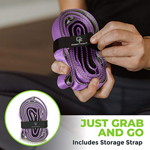 Physical Therapy Yoga Stretch Strap with 12 Loops, 1 Inch Wide, 8 Ft Long - color: Purple/Grey