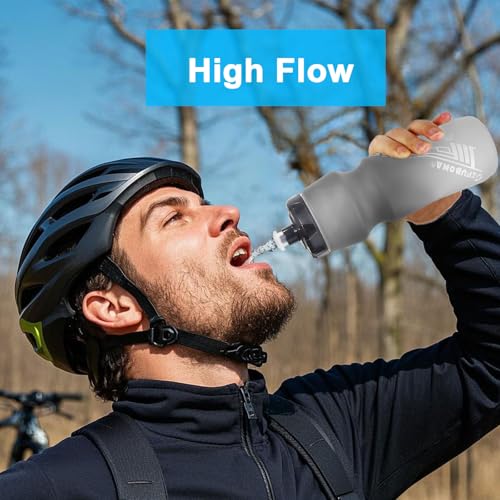 24oz Bike Water Bottle Leakproof Squeeze BPA Free Bicycle Bottles - color: Black/White+Green/Black, size: 2‑Pack