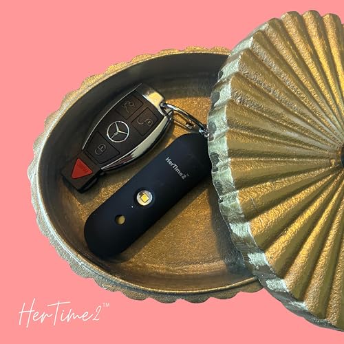 HerTime2 Personal Safety Alarm for Women - Loud Self Defense Siren, Waterproof Keychain with Strobe Light - Battery Powered, Black - color: Black, style: Battery Powered