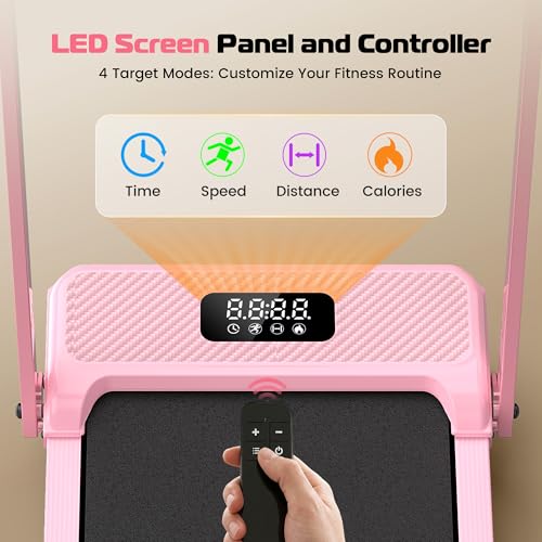 ANCHEER Incline Walking Pad with Handle Bar, Foldable Treadmill-Home/Office - color: Pink