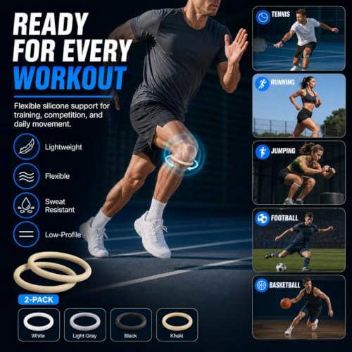 2 Pack Patellar Tendon Strap Lightweight Soft Knee Stabilizer with Silicone Pad for Running Basketball Tennis Football - color: black