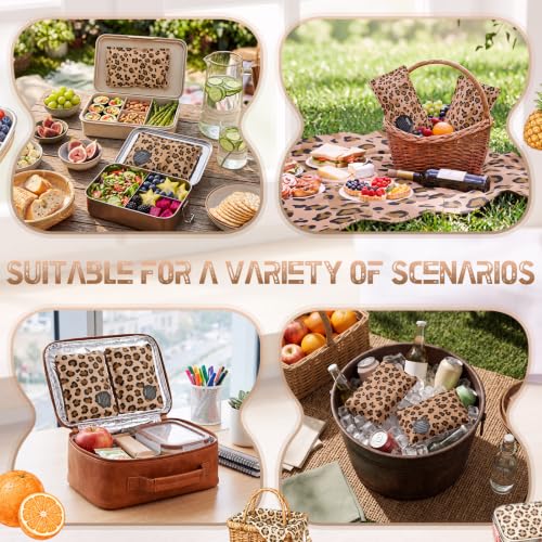 VIHOSE 2 Pcs Ice Packs for Lunch Box Bag - color: Brown, style: Leopard Print