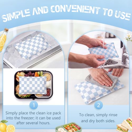 VIHOSE 2 Pcs Ice Packs for Lunch Box Bag - color: Blue, style: Checkerboard