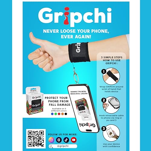 Universal Phone Tether Wristband – Retractable, Anti-Drop Strap for All Smartphones and All Ages - Unisex (Black, Large) - color: Black, Large